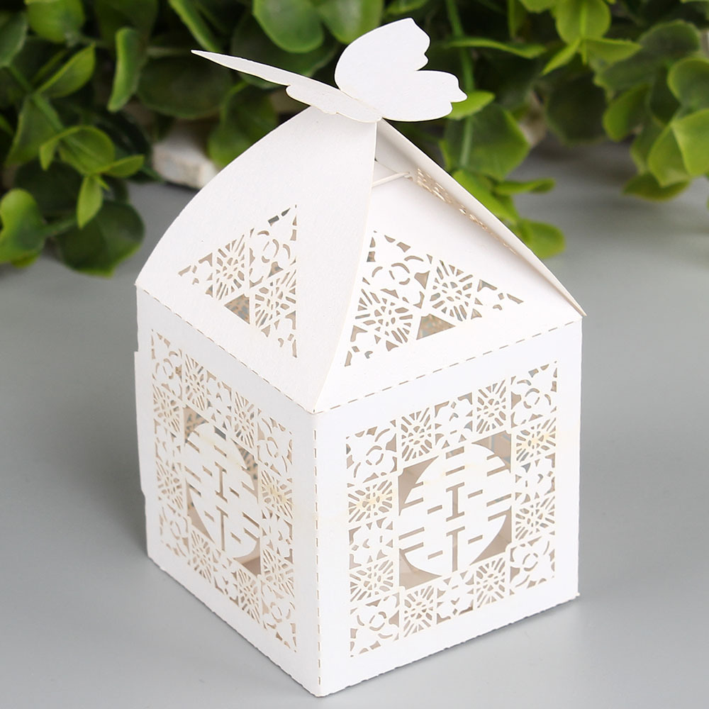 婚庆囍字创意糖果纸盒 双喜镂空方形创意糖果盒子 巧克力盒子