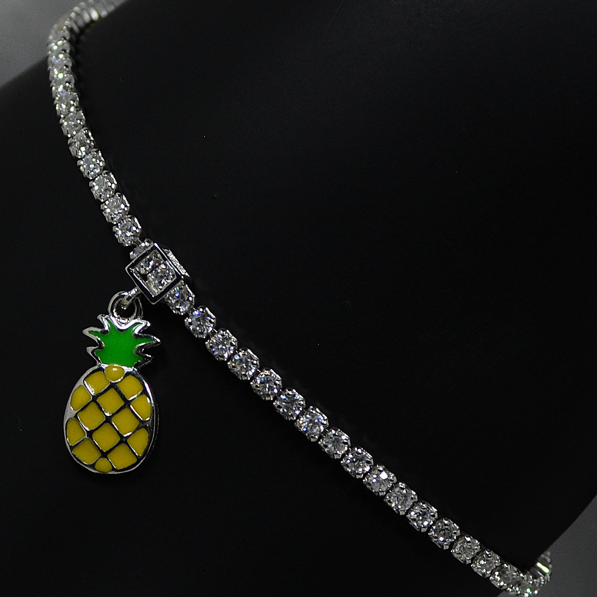 纯银s925爪链手链 水果挂件手链 菠萝手链 滴胶手链批发