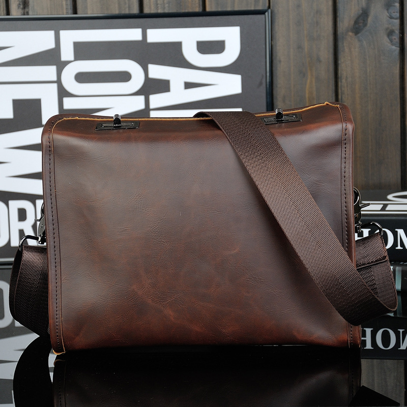 New Men's Casual Retro Shoulder Bag Messenger Bag Double Twist Lock Fashion Men's Messenger Bag Business File Bag Men