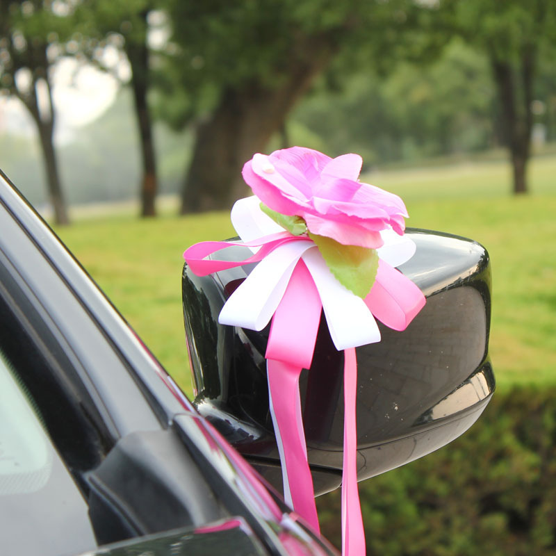 婚礼婚车车手把装饰拉花 扎丝花 16*36cm 义乌婚庆用品专业供应商