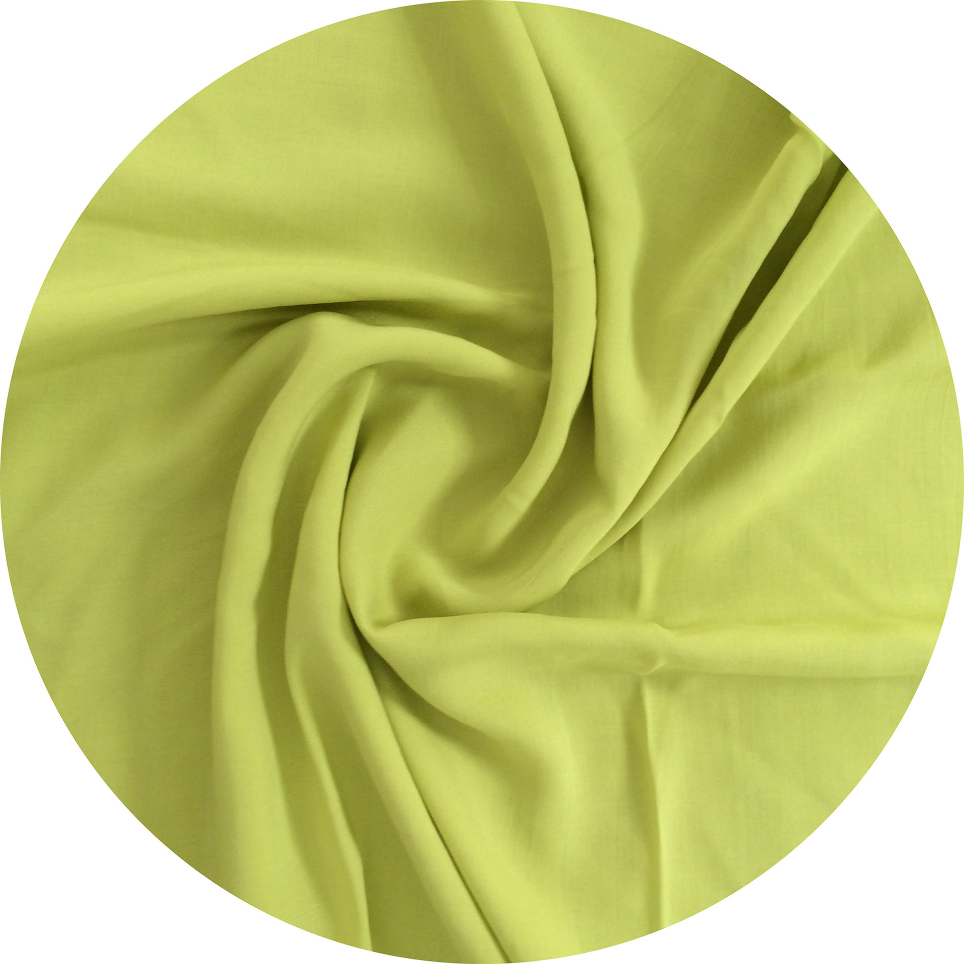 60支人棉 梭织 rayon 黄绿色 人造棉染色 服装面料 仁恩 现货