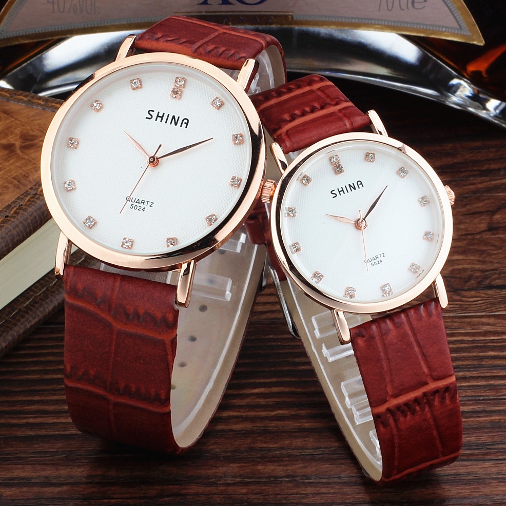shina时尚薄款男女学生情侣手表一对时装皮带手表皮带批发销售