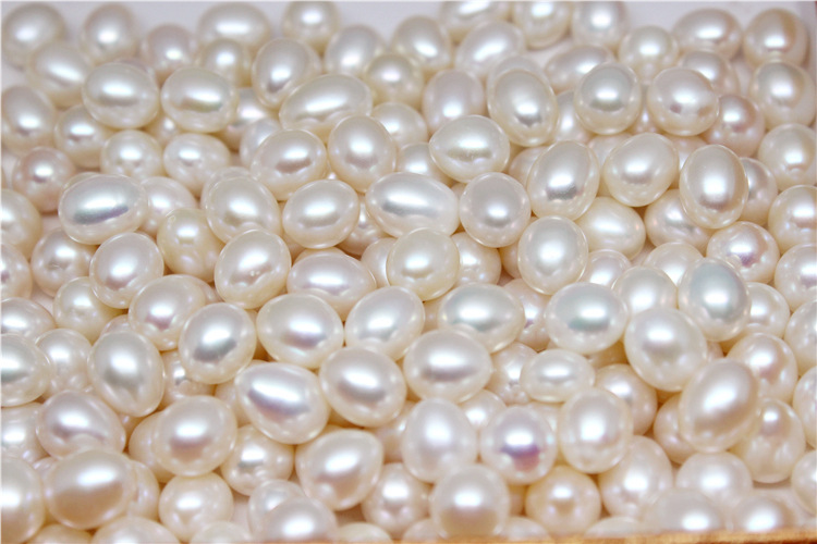 批发天然淡水89mm米形珍珠颗颗精选4a无暇强光裸珠颗粒水滴型