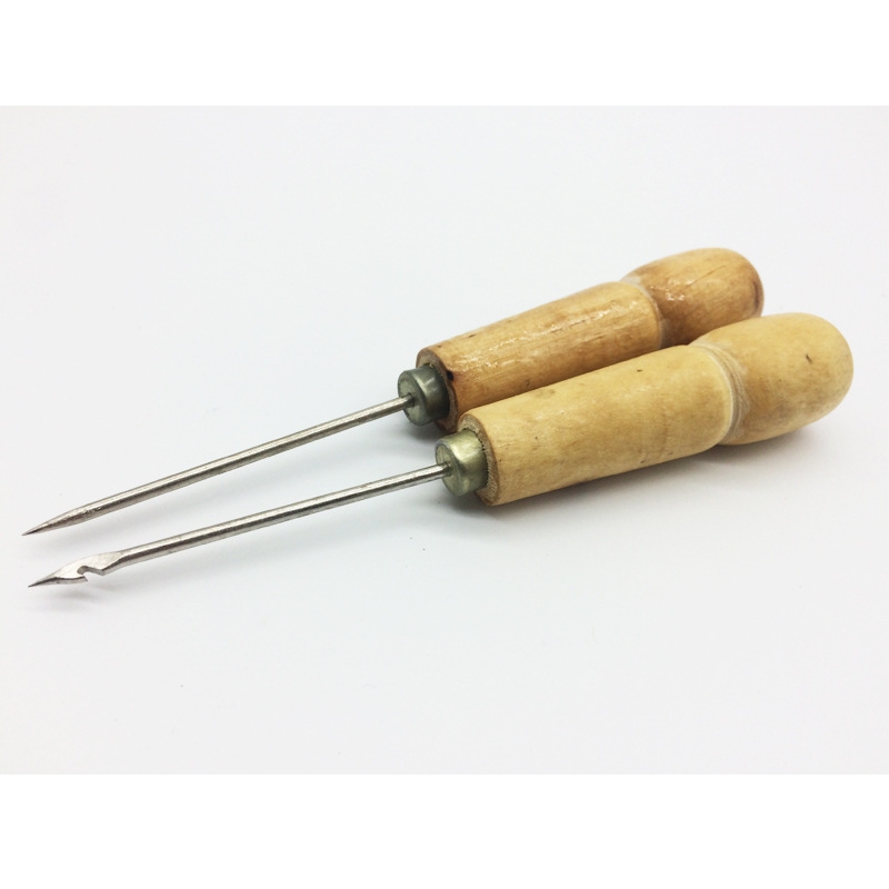 钩线锥子木柄锥子穿刺锥木柄装订针塔线专用钩锥千枚通(带钩)锥子