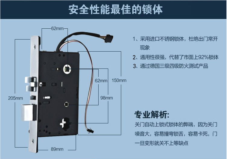 酒店宾馆专用门锁,智能电子锁,宾馆感应磁卡锁,宾馆房门刷卡锁