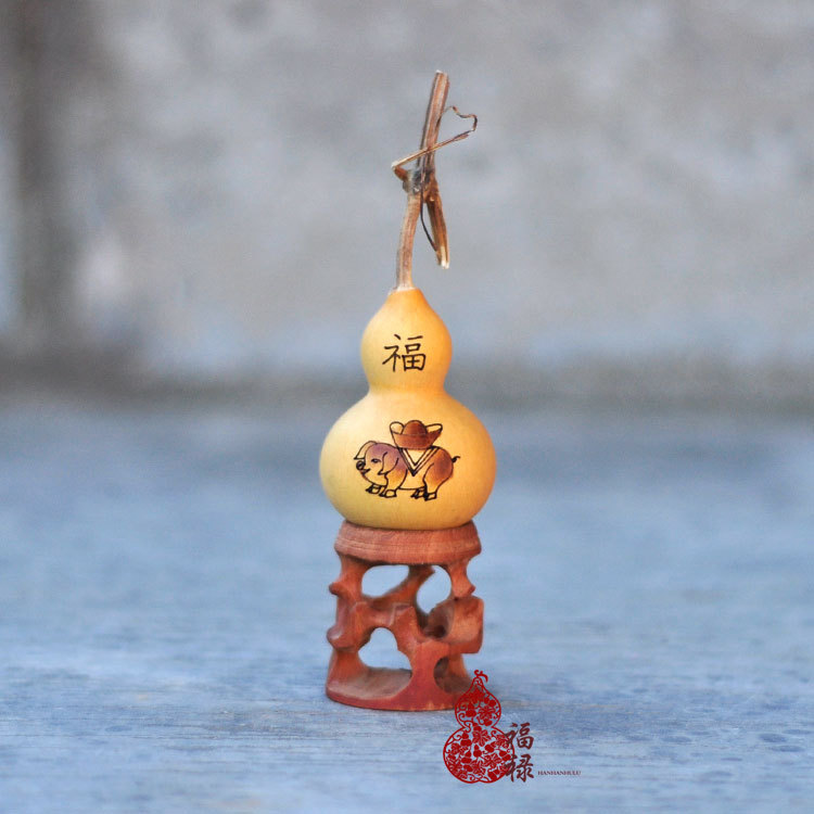 手捻天然小葫芦烫画烙画十二生肖挂件车饰摆件工艺礼品小葫芦批发