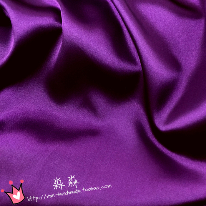 高端睡衣布料 高贵紫色缎面韧性仿真丝色丁 亚光背景娃衣装饰面料