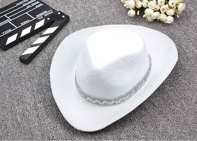 批发 化妆舞会道具帽 绅士定型帽 白色牛仔礼帽 可定制