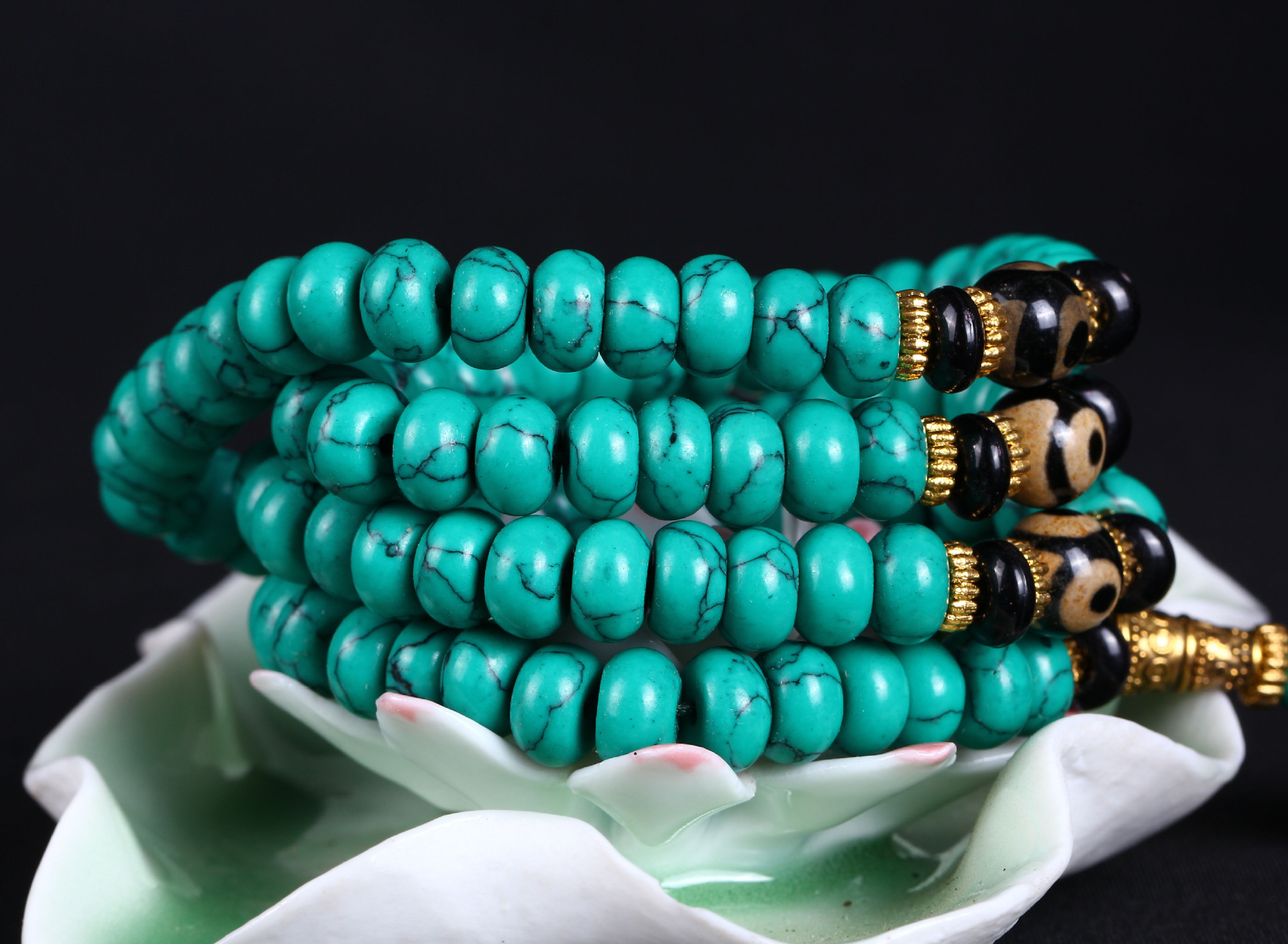 藏式念珠佛珠手串108颗绿松石佛珠手链优化绿松石男女款项链