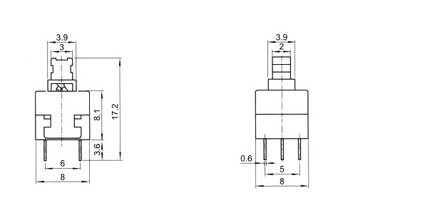 8x8自锁开关 按钮开关 按键开关 8*8mm 双排6脚 带锁开关