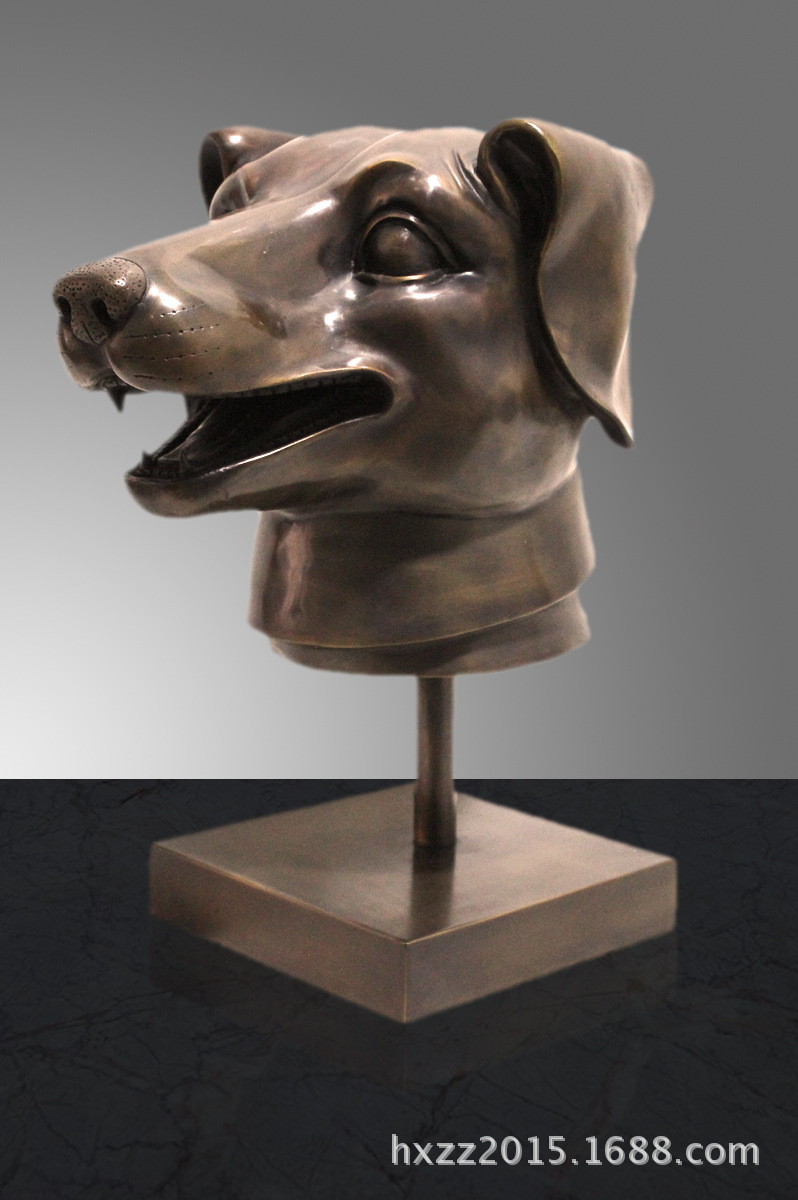 仿古圆明园铜工艺品十二生肖兽首之狗摆件厂家底价直销工艺摆件品