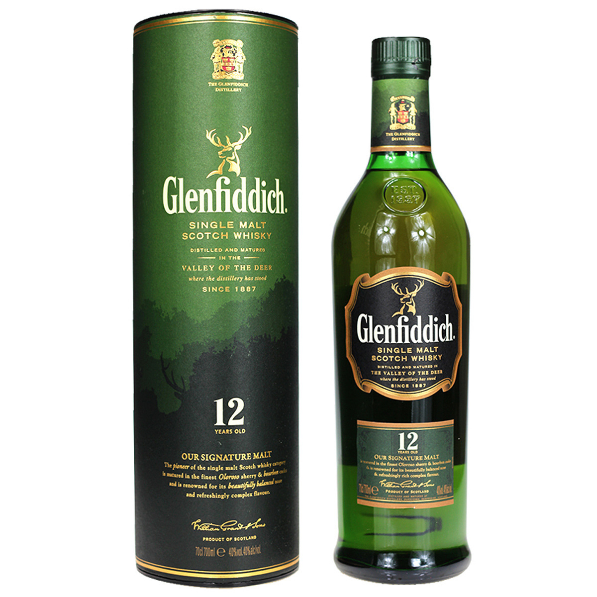 洋酒格兰菲迪12年单一纯麦威士忌glenfiddich750毫升