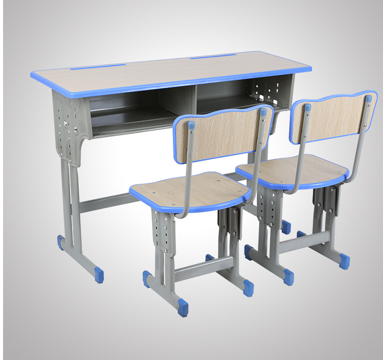 学生课桌椅双人课桌凳中小学双柱靠背课桌椅学校课桌批发双人书桌