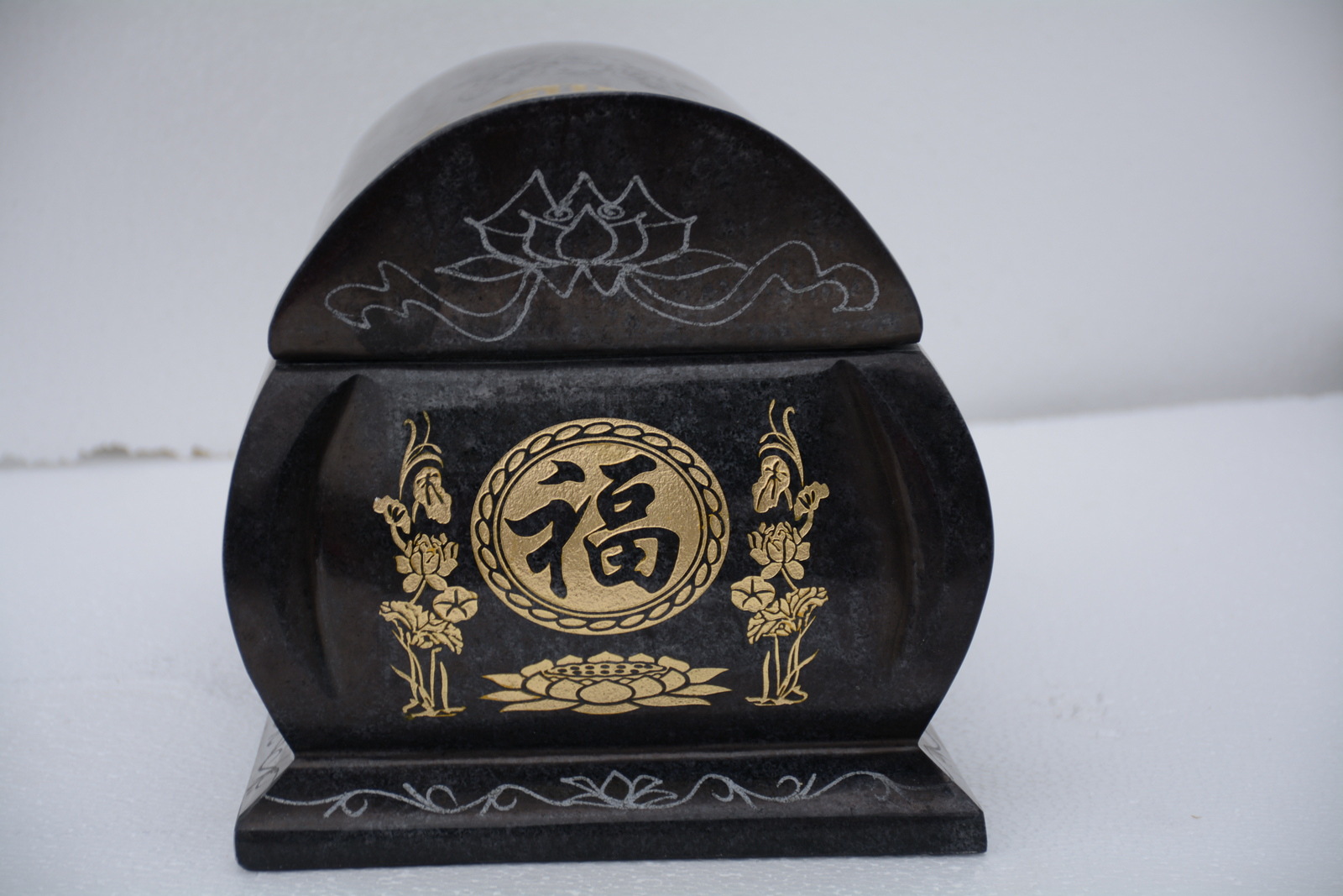 纯天然硬料花岗岩玉黑玉棺材五福棺龙凤棺男女通用款批发