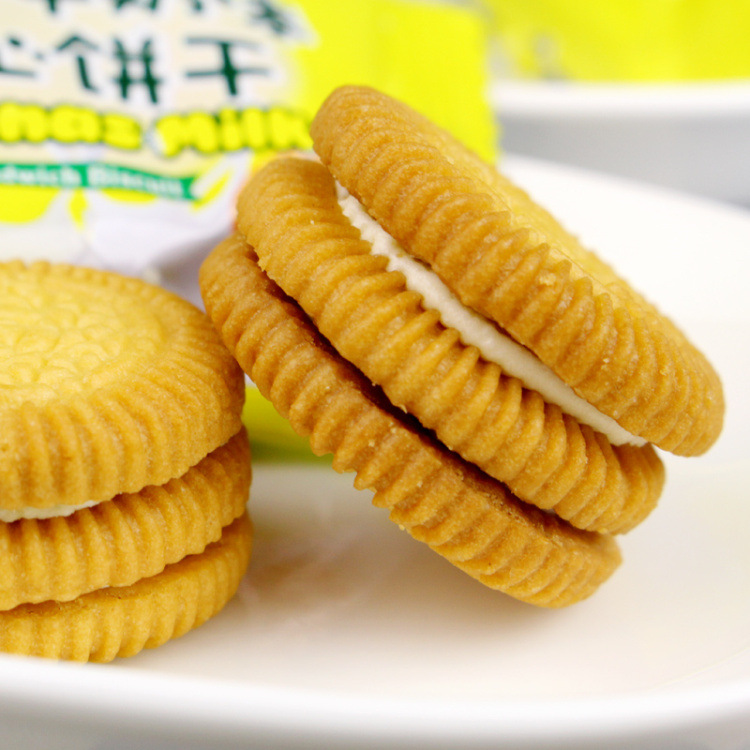 新品mixx香蕉牛奶味夹心饼干 200g/桶 双层夹心饼干 休闲食品