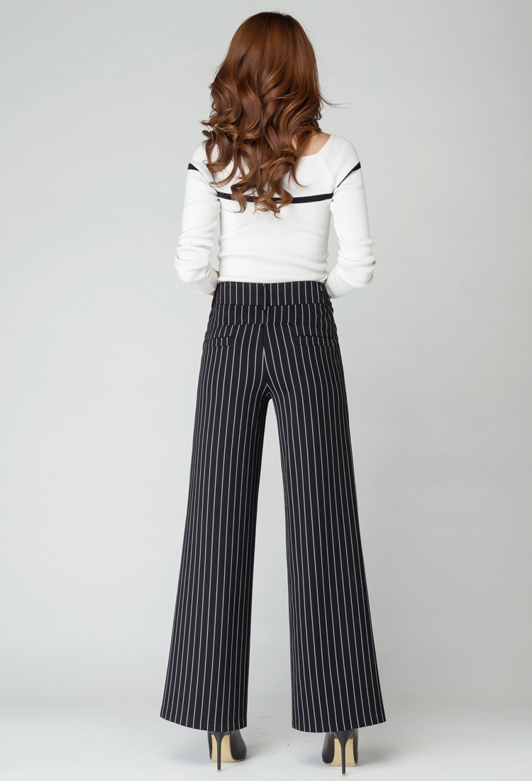 2017秋季条子大甩裤女裤子批发阔腿裤休闲宽松裤宽腿裤一件代发