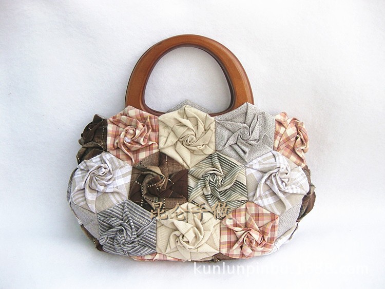 纯手工 布艺折花包包 工艺品包 民间精致手缝包 民族风包包