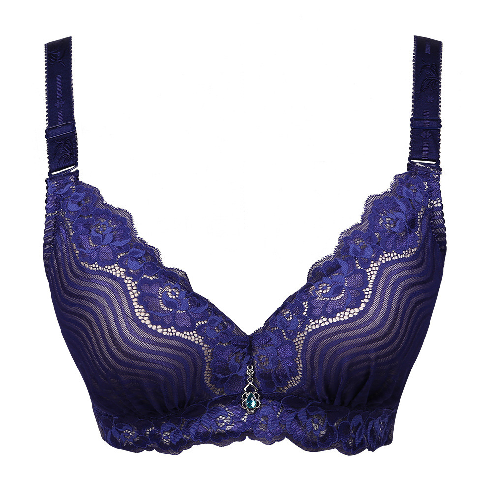 黛君兰品牌内衣秋冬厚款少女聚拢调整型蕾丝文胸深v侧收胸罩批发