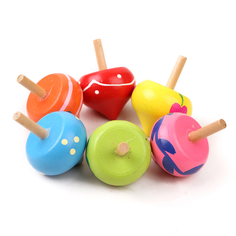 依旺木制玩具 神奇旋转陀螺 心形陀螺