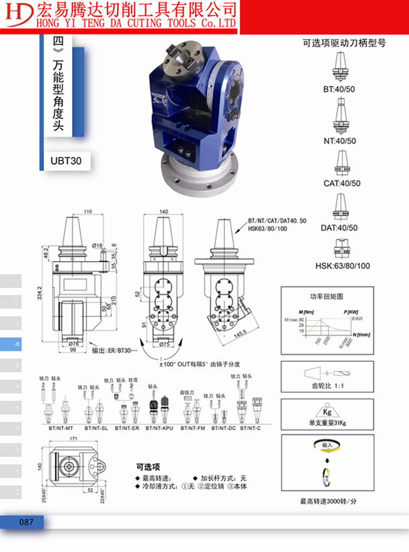 ubt30角度头直角铣头横向铣头龙门铣头cnc数控铣头龙门侧铣头