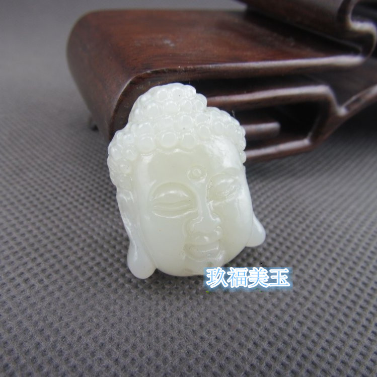 新疆和田玉青白玉释迦牟尼佛头像吊坠 玉佛头男女款挂件