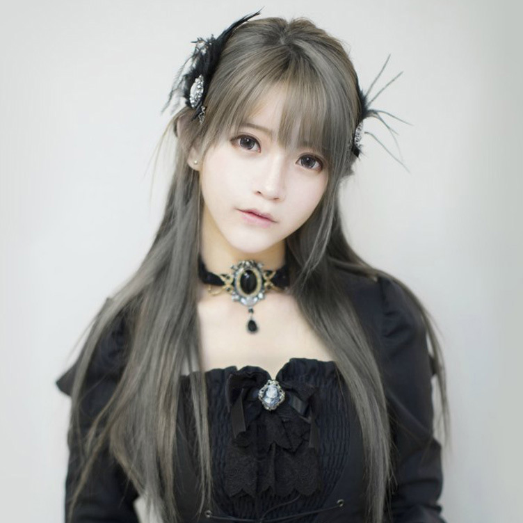 空气刘海 yurisa同款 日常原宿lolita 混灰色cos假发 596a