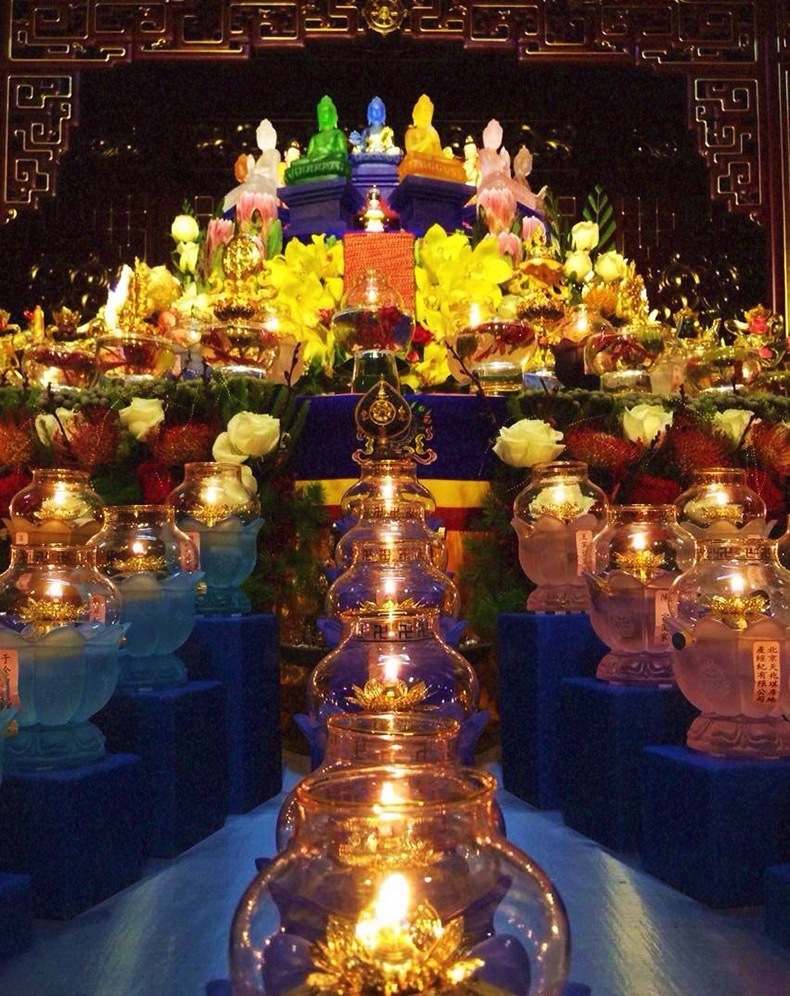 佛堂防风调光长明灯供佛灯白色台湾古法琉璃八吉祥莲花酥油灯