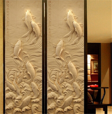 砂岩浮雕壁画 立体砂岩浮雕 沙雕玄关壁画 跃龙门
