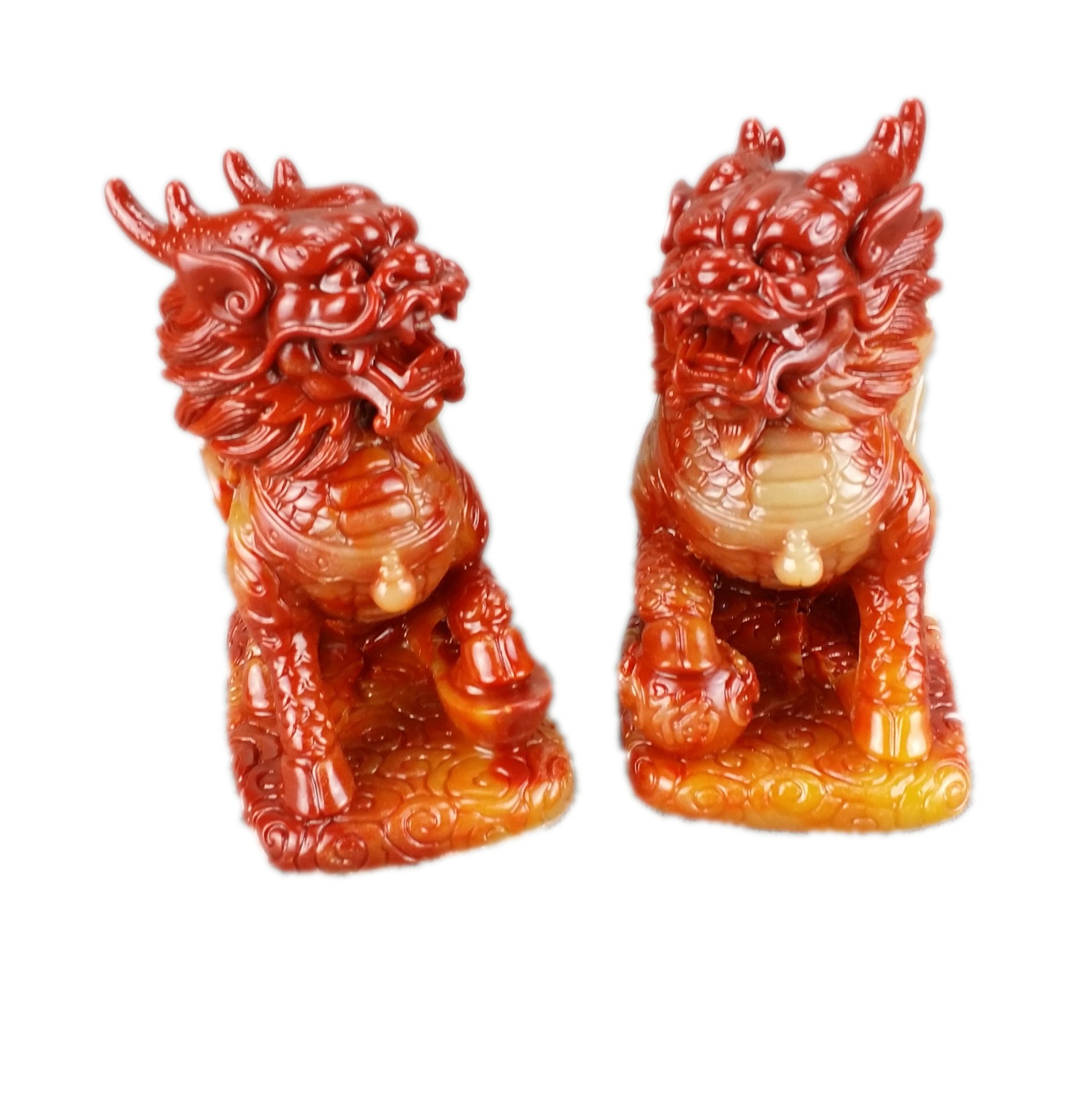 批发寿山石雕 精品寿山石芙蓉石貔貅摆件一对