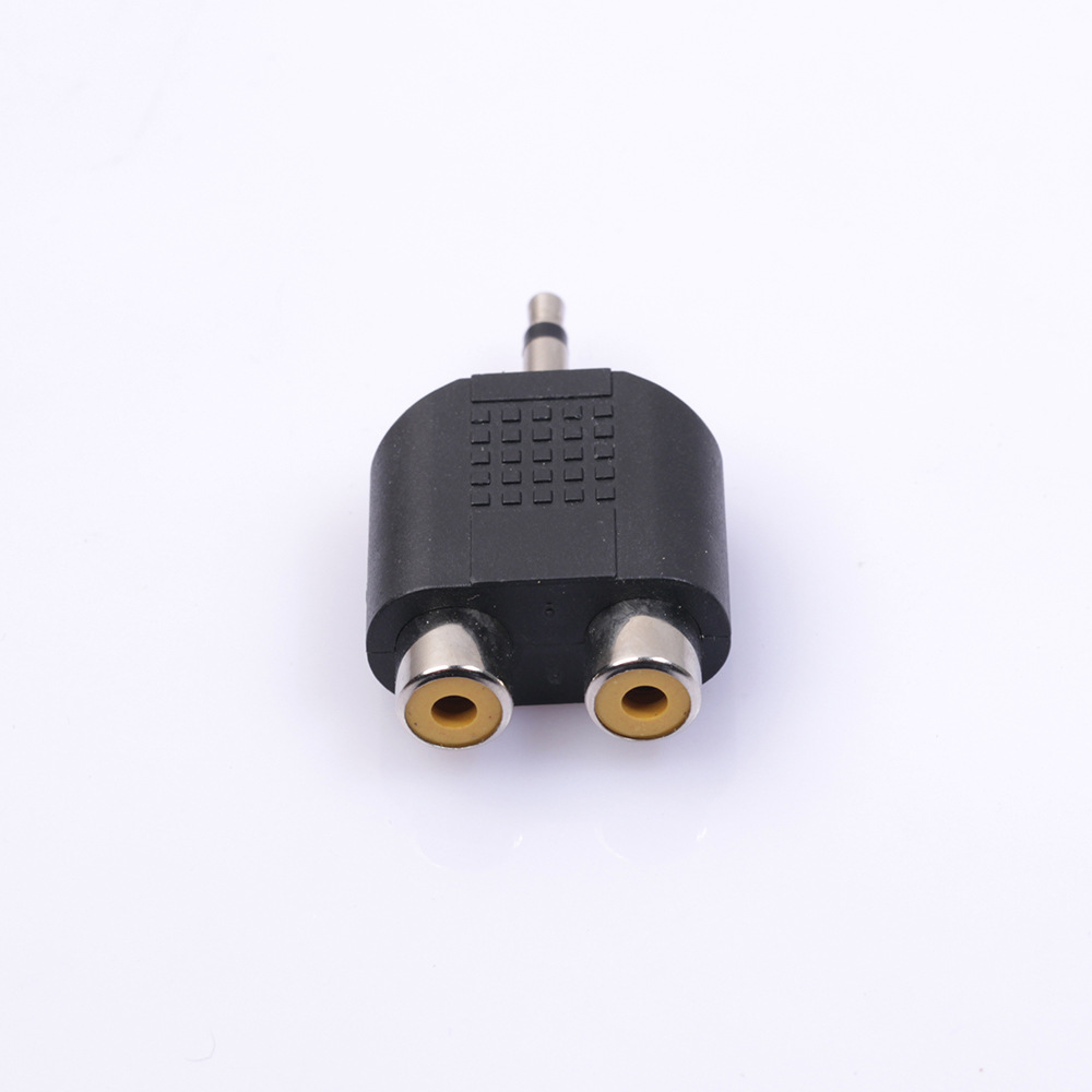 av莲花rca头 3.5mm单声道二芯公转2*rca母 音视频转换转接插头