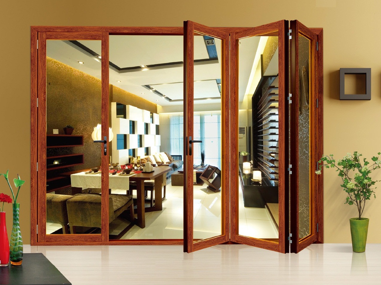 折叠门铝合金佛山手动电动百叶厂家直销大折叠门玻璃门商铺玻璃门