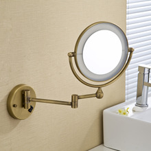 古铜化妆镜 折叠浴室镜 浴室双面镜子 可拉伸旋转美容镜