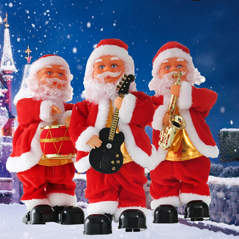 Electric Santa Claus Play the Saxophone Feet Stepping Music Old Man Doll Christmas Decorations Children's Toys