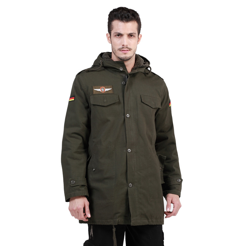 军野行户外军迷男装 德国候 德军两穿纯棉驼绒大衣