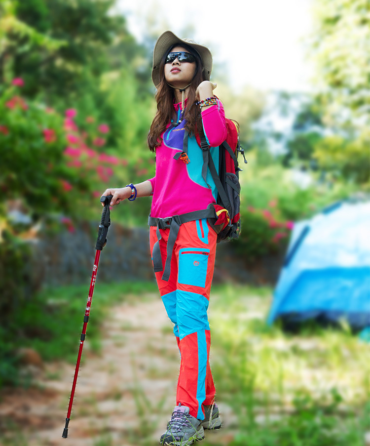 新款夏季女士户外速干长袖?运动立领拼色女款速干t恤速干衣女