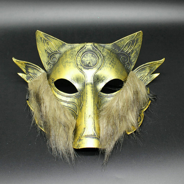 万圣节化妆舞会面具 动物狼面具 高档仿古面具铁血狼头面具金银色