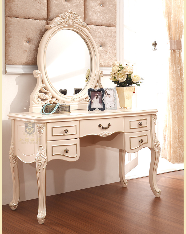 实木梳妆台组合 小户型简约梳妆台 欧式雕花卧室家具 厂家直.