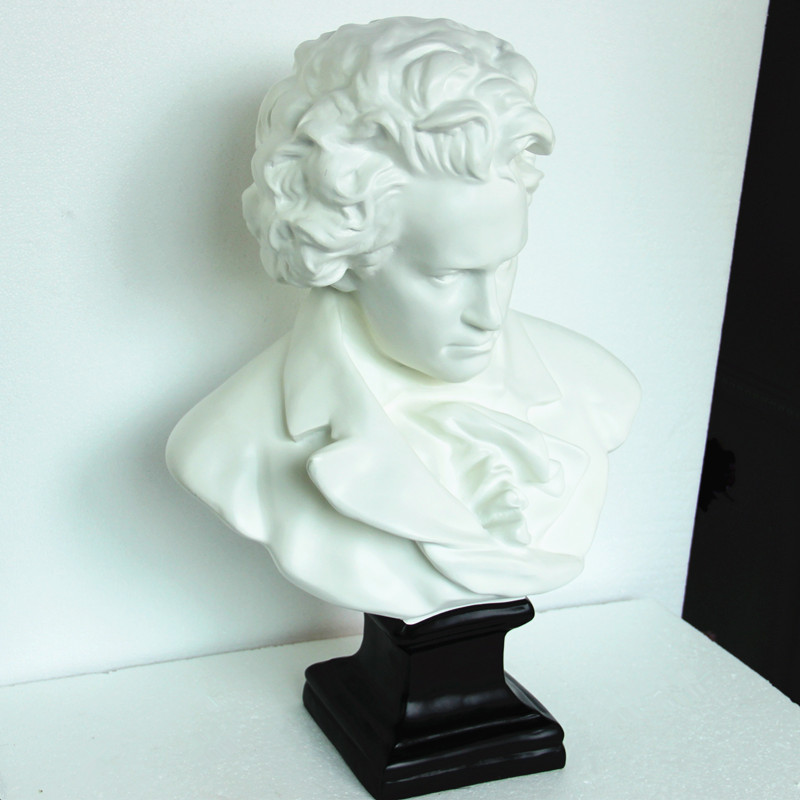 厂家直销 欧式树脂摆件仿石膏贝多芬头像音乐家纪念胸像雕塑批发