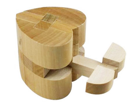 心形孔明锁 木制心锁拆装玩具爱心锁古典益智玩具批发