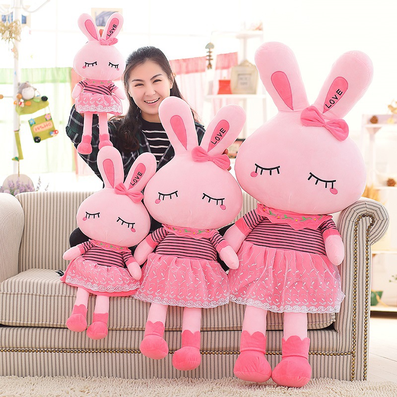 新款创意粉色裙子公主兔毛绒玩具抱枕小兔兔布娃娃送女生生日礼物