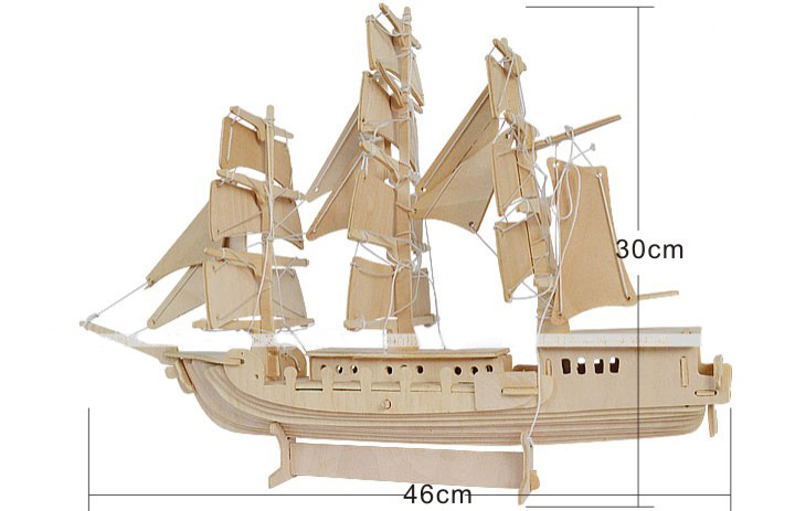 3d木制立体拼图创意礼品 厂家直销西洋帆船仿真模型地摊热卖玩具