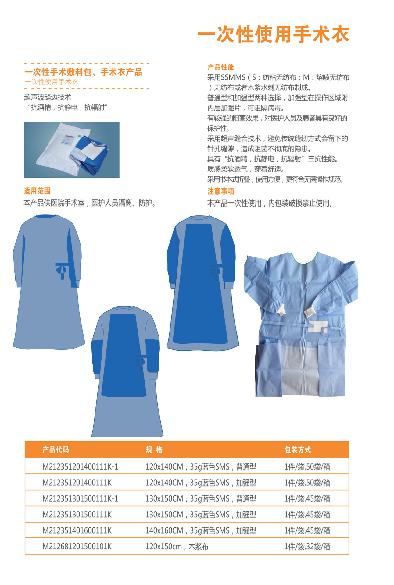 一次性木浆水刺手术衣 医用外科手术衣 一次性手术衣木浆水刺布