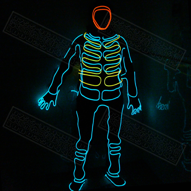 荧光舞表演服 舞台发光衣服道具 led服