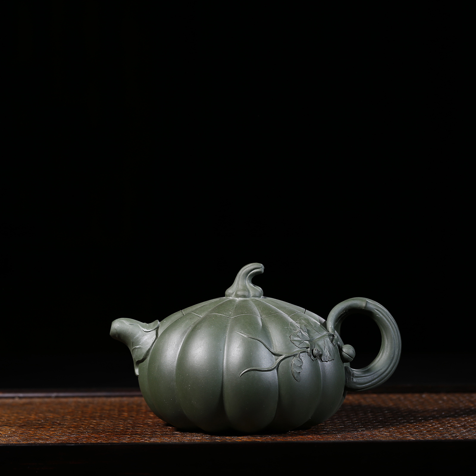 宜兴**紫砂壶 原矿正宗黄龙山绿泥全手工南瓜壶 茶壶 茶具