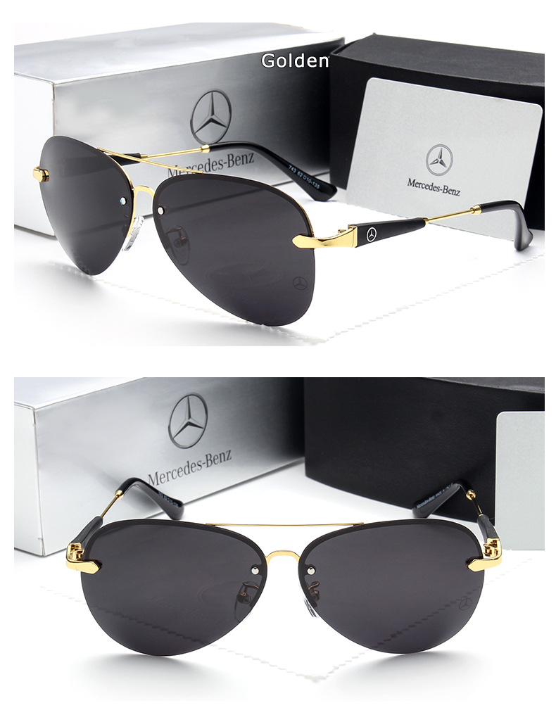 新款奔驰无框内镀膜偏光太阳镜驾驶开车防紫外线蛤蟆镜743批发