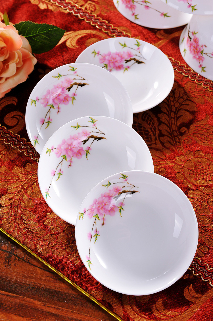 56头餐具 水点桃花 景德镇餐具套装 碗盘陶瓷器碗碟套装 .