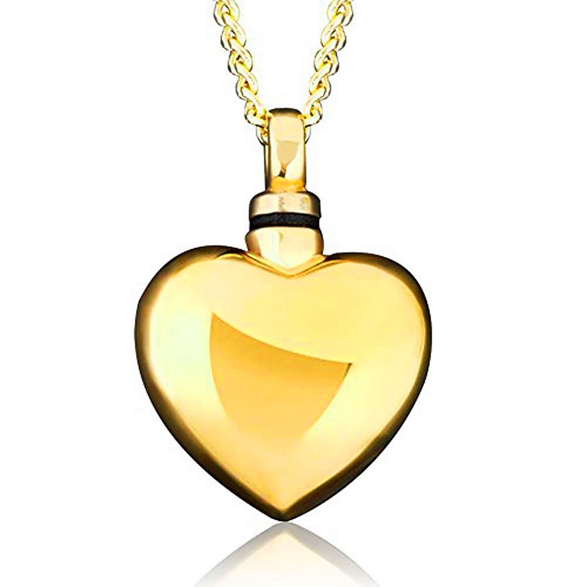 欧美外贸 镀金色 不锈钢光面桃心 可打开防水内部中空 纪念吊坠