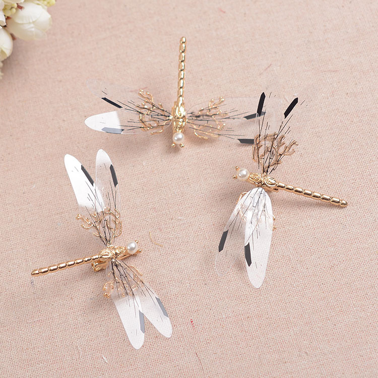 jzj064巴洛克金色立体蜻蜓发夹新娘头饰头花发饰婚纱礼服结婚饰品