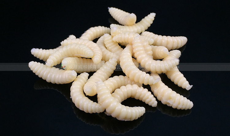 批发 面包虫蠕虫假饵路亚饵仿生软饵蛆虫 马口鱼饵 100只.