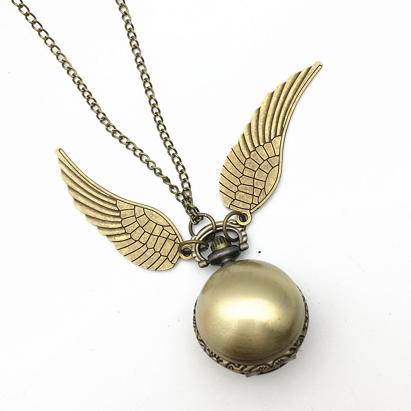 哈利波特金色飞贼魁地奇项链复古表 圆球怀表大翅膀圣诞节